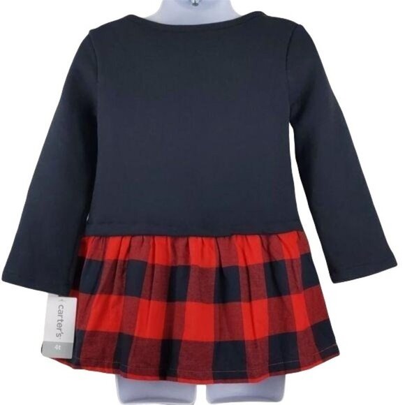 Carter's-girls dress Black w/red & black plaid long sleeve 3T(NWT) - Picture 2 of 8